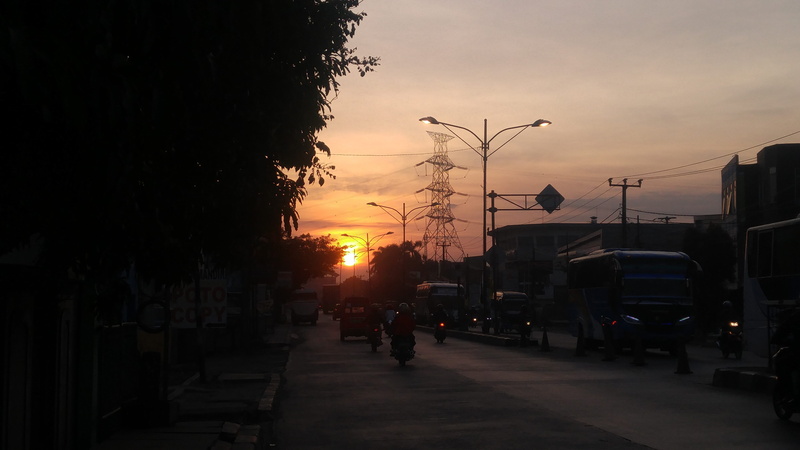 sky, city street, tree, orange color, sunset, city, sun, the way forward, jalan ir. h. juanda, architecture, sunrise, land vehicle, 5K, transportation