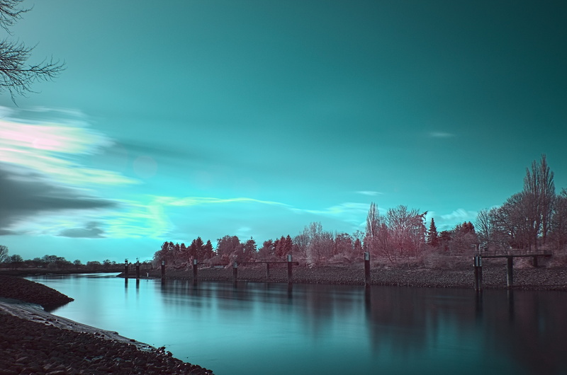 Bend, sky, landscape, clouds, photo, body, water, forest, rocks, Bremen, 4K, body of water, outdoors, nature, cloudy, river, lake, vegetation, reflection