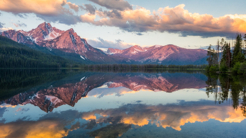mcgown, idaho, united states, reflection, usa, 4K, stanley lake, mcgown peak