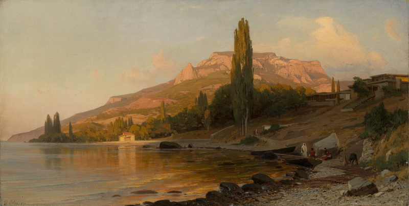 solid, land, 1080P, classic art, cloud - sky, Vladimir Orlovsky, scenics - nature, trees, non-urban scene, tranquil scene, tranquility, clouds, reflection