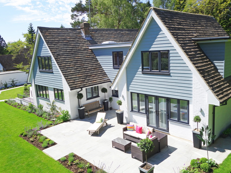 gray, grass, modern house exterior, swimming pool, residential Building, plant, style, luxury, new england, home, garden, summer, storey, lawn, outdoors