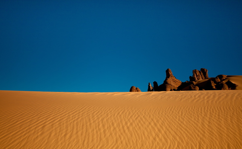 scenics - nature, rocks, climate, day, remote, algeria, blue, Nature, brown, clear sky, sand dune, sand, algerian, Desert, land, 2K, arid climate, beauty in nature