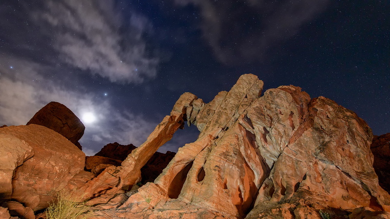 1080P, hd, night, rock, desert, nature, stars, stone, moonlight