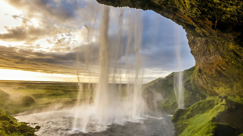 environment, no people, power, landscape, long exposure, land, seljalandsfoss, water, beauty in nature, non-urban scene, 1080P, formation, rock - object