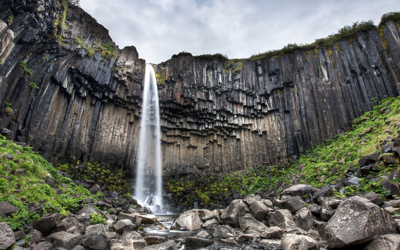 travel destinations, long exposure, non-urban scene, waterfalls, power in nature, nature, beauty in nature, plants, outdoors, Iceland, rock, day, power