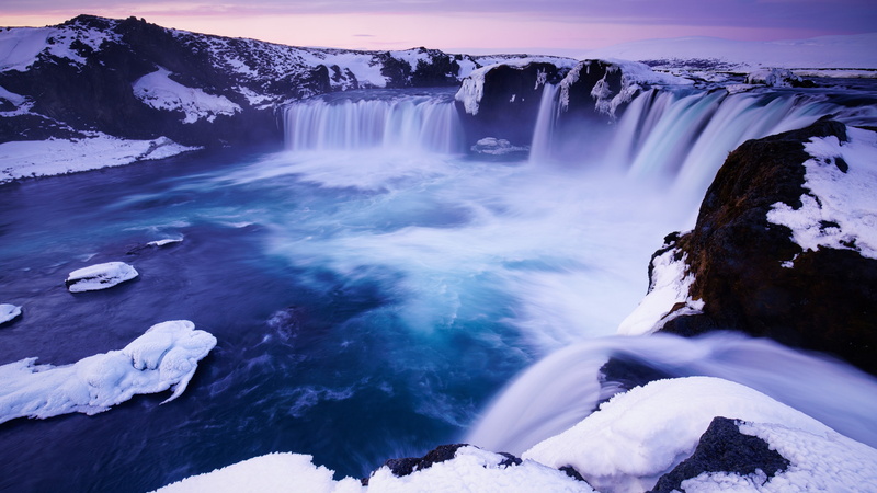 4K, iceland, godafoss, godafoss waterfall, waterfall, winter