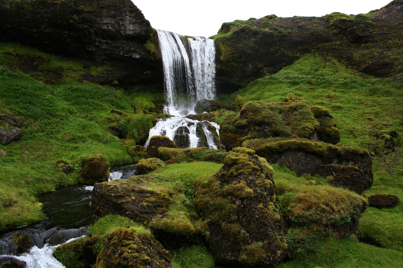 waterfall, Iceland, nature, 2K