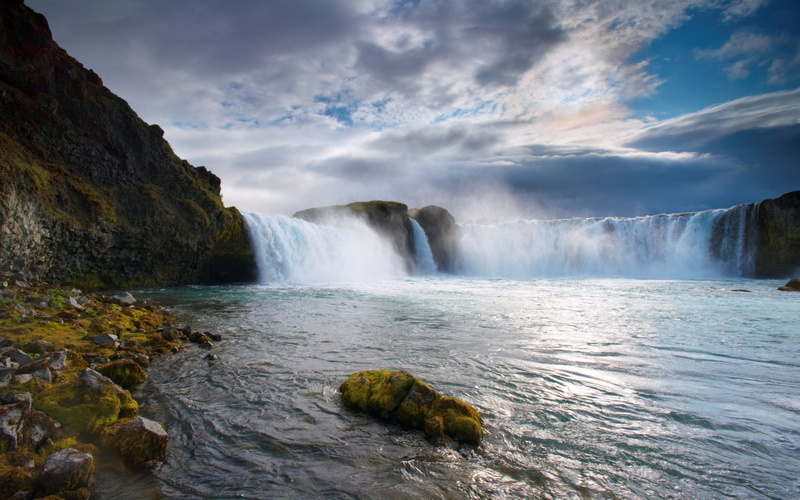 2K, travel destinations, outdoors, rock - object, landscape, motion, non-urban scene, solid, waterfalls, falling water, flowing, no people, Iceland, water
