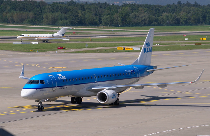 tarmac, transport, turbine, private airplane, white, travel, Klm, air vehicle, Airport, embraer, no people, jet, zurich, waiting, blue, corporate jet, Aircraft