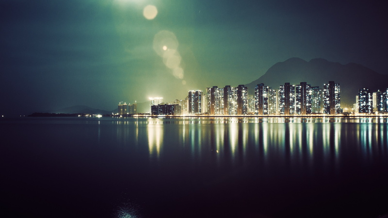 hd, abstract, infrared, city lights, night, view, lights, 2K, art, seascapes, photography, city, x, reflections, cityscapes