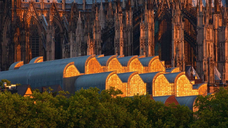 sunlight, building, Cologne Cathedral, cityscape, Cologne, architecture, Gothic architecture, rooftops, Germany, cathedral, city, museum, trees, 1080P