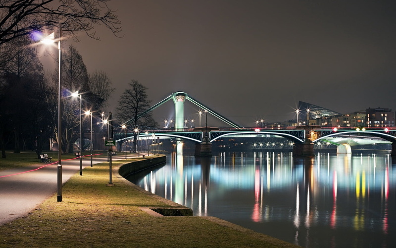 twilight, downtown District, transportation, bridge - Man Made Structure, street Light, illuminated, cityscape, architecture, urban Skyline, sky, gray