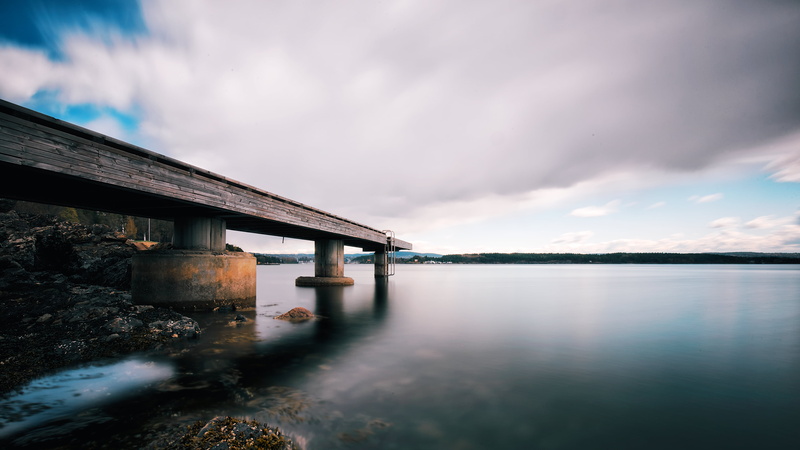 Long Exposure, broken, Norge, Oslo, landscape, outdoors, Sea, brown, body, Pier, lake, beside, bridge, 5K, broken bridge, Norwegian, Swim, Swimming, bridge - Man Made Structure