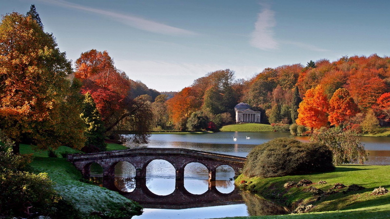 landscape, arch, plant, architecture, scenics - nature, footbridge, change, 1080P, nature, no people, built structure, connection, sky, swan, bridge, lake