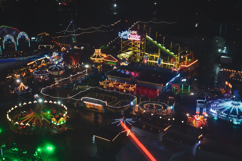 sky, lights, illuminated, cityscape, no people, city, winter wonderland, architecture, circus, outdoors, 5K, nature, night, london, lighting equipment