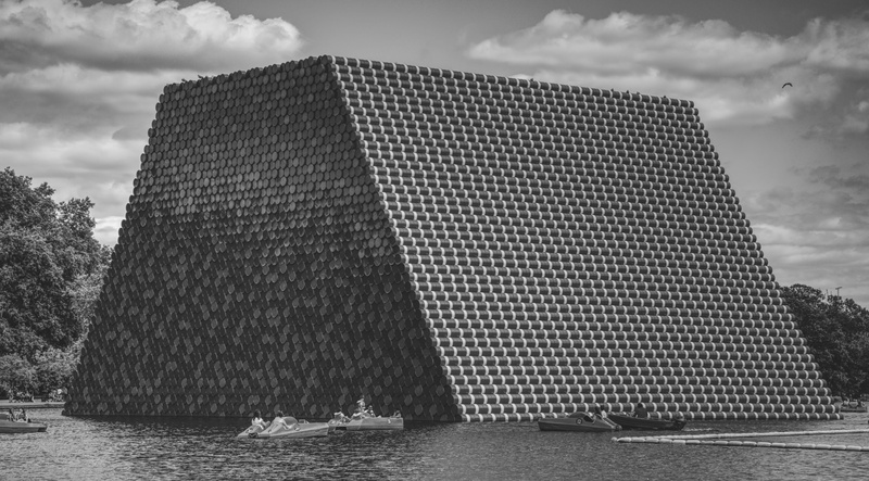 park, transportation, day, building exterior, barrel, tree, no people, sky, lake, prisma, 5K, oil, building, hydepark, london, hyde, blackandwhite, low angle view