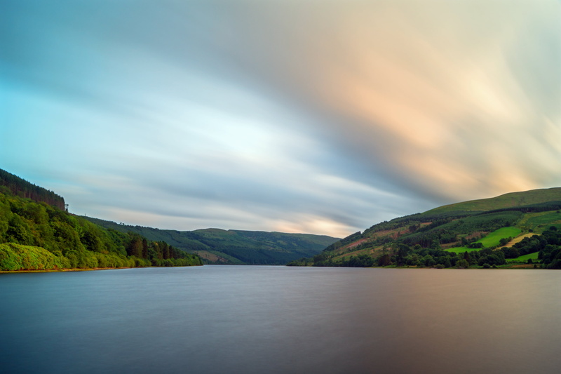 colour, forest, talybont, powys, filter, hill, body of water, reflects, nature, sky, water, wales, mountain, outdoors, lake, clouds  hill, hills, shadow