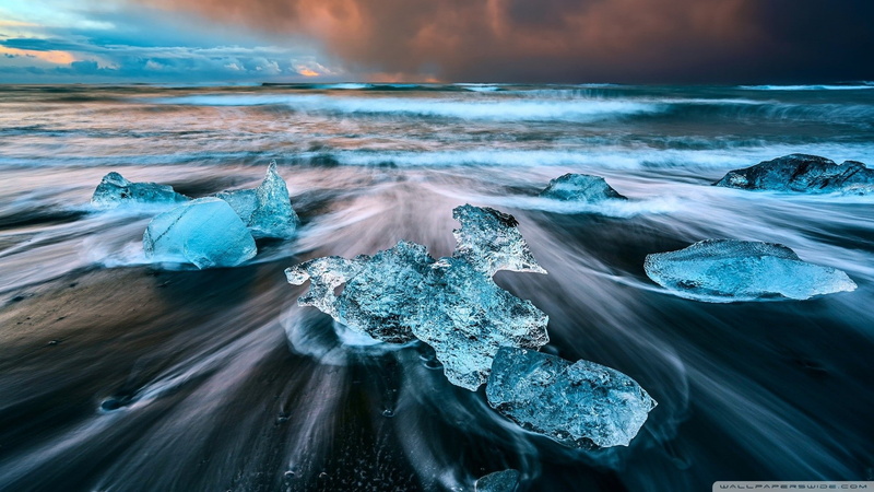 1080P, ice, Iceland, beach
