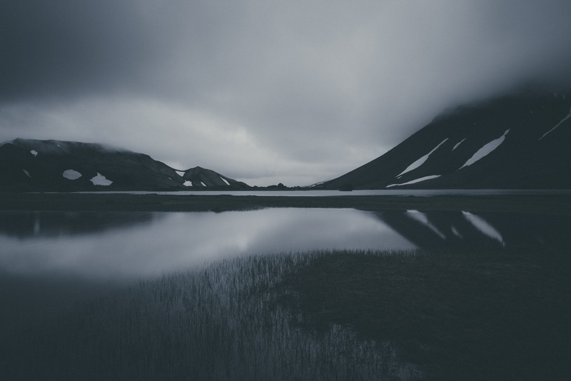 lake, reflection, beauty in nature, isolated, cloud - sky, landscape, weather, long exposure, Iceland, sky, outdoors, 5K, monochrome, no People, tranquil scene