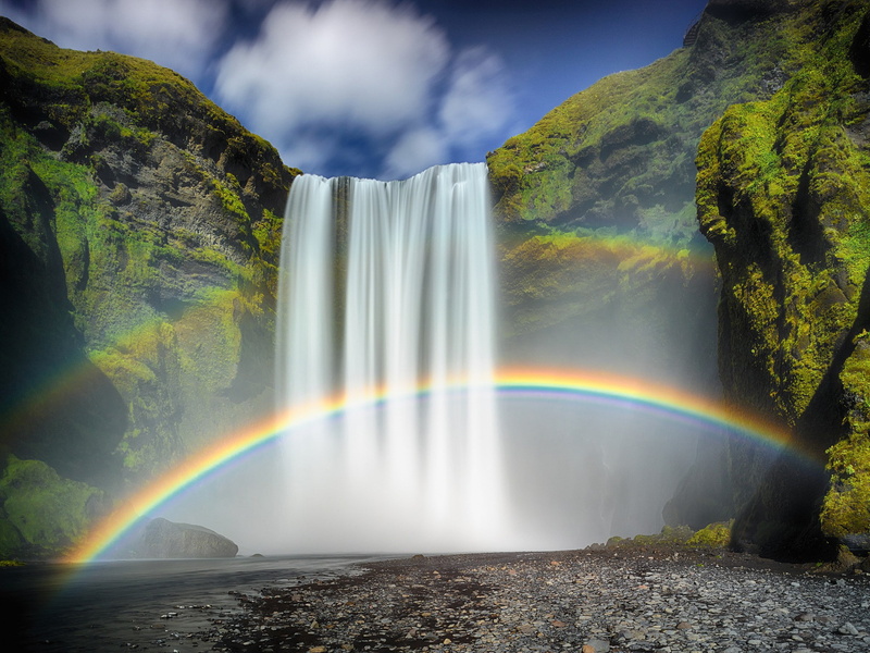 waterfalls, Iceland, rainbow, 1080P, sk, a waterfall, s, photography, Skógafoss, gafoss, Nature s