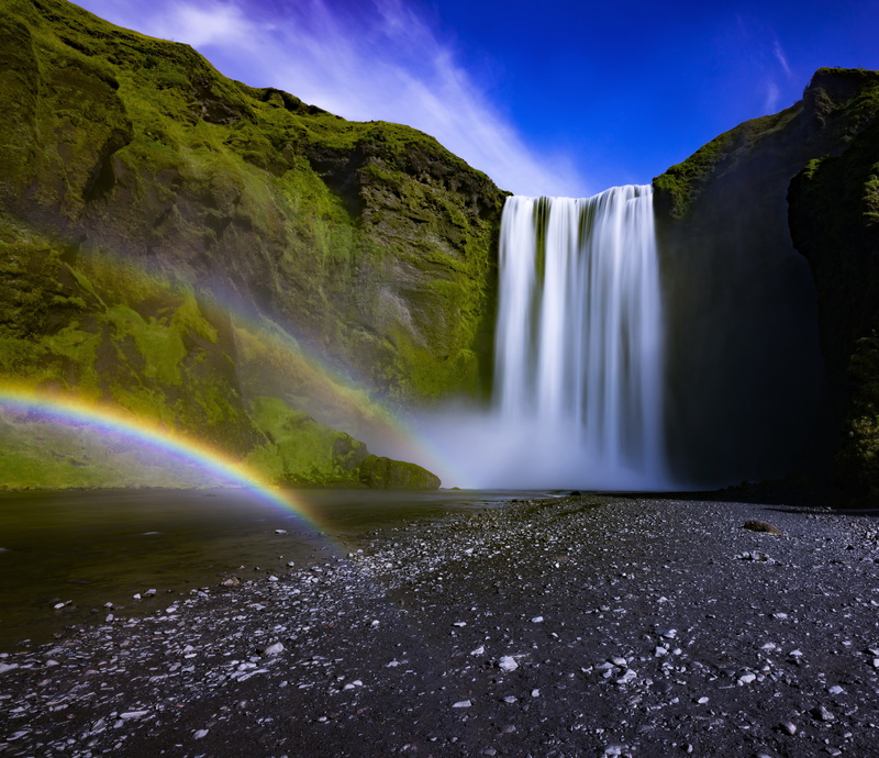 flowing water, rock, nature, blurred motion, purity, scenics - nature, no people, water, idyllic, outdoors, power in nature, motion, rainbow, beauty in nature