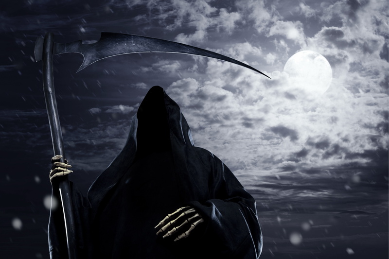 5K, rain, Grim Reaper, scythe, clouds, Moon