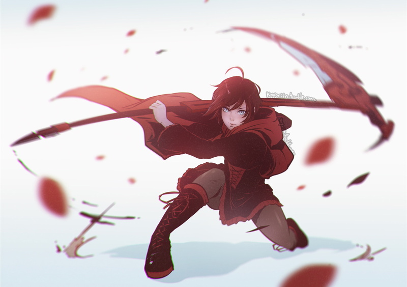 sport, red, clothing, ax, full length, real people, throwing, Ruby Rose (character), adult, lifestyles, leisure activity, mountain, motion, day, RWBY, nature