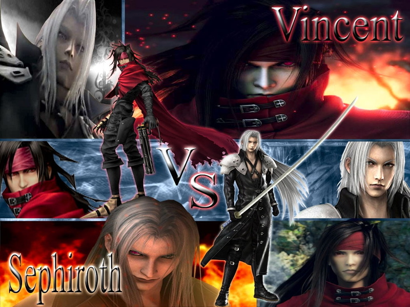 final, Vincent, vs, art, fighting, hd, anime, video game, Final Fantasy, fantasy, sephiroth, 480P, ffvii