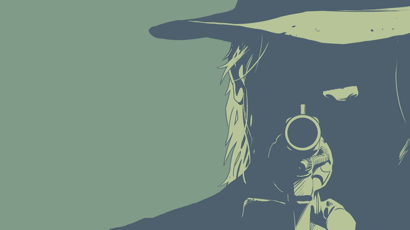 silhouette, standing, person, copy space, revolver, East of West, creativity, portrait, green color, green, human hand, death, studio shot, illustration