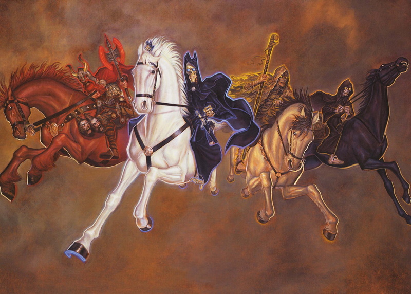 hd, discworld, famine, horses, war, Death, animals, art, apocalypse, 1080P, horsemen, x