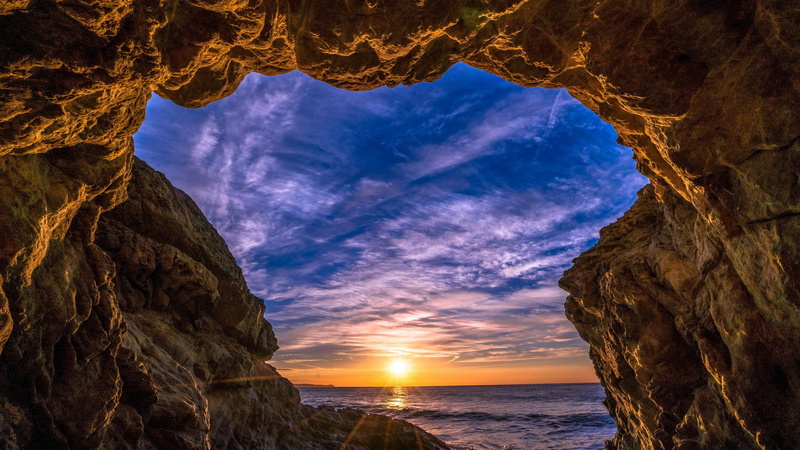 formation, no people, sun, sea cave, solid, cloud, nature, cloud - sky, horizon over water, romantic sky, outdoors, sky, beach, rock formation, horizon