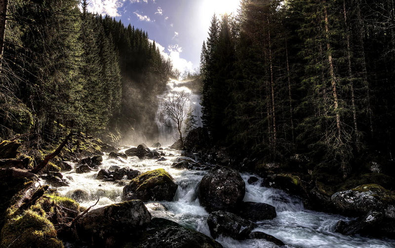Sunnmøre, Hiking, rock - Object, HDR, scenics, 1080P, body, Trekking, rock, body of water, Sunlight, Photomatix, Landscape, 700D, Waterfall, mountain