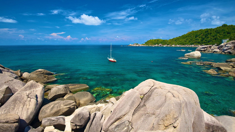 1080P, desktop, beaches, island, tao, hd, bay, hin, thailand, wong, koh