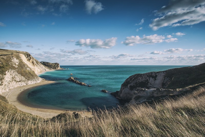 4K, Jurassic Coast, 4k, clouds, rocks, sky, England, Dorset, 5k