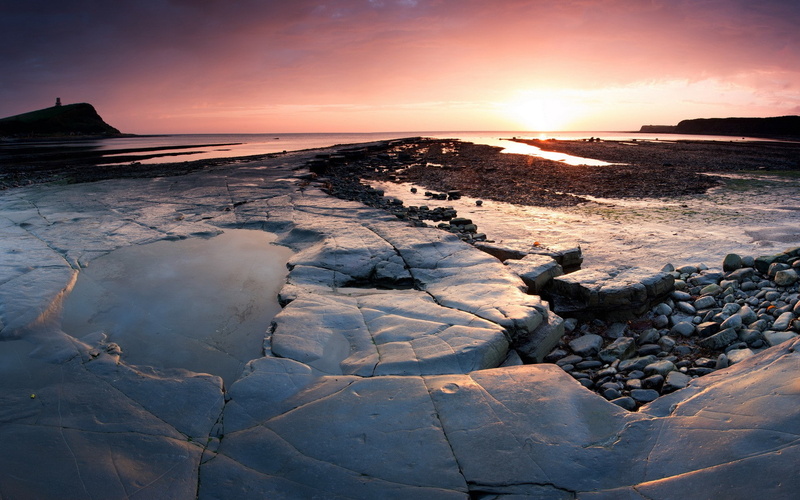 tranquility, beach, frozen, ice, sea, solid, lagoon, no people, cloud - sky, cold temperature, coast, 1080P, water, sunset, nature, land, sky, Jurassic Coast