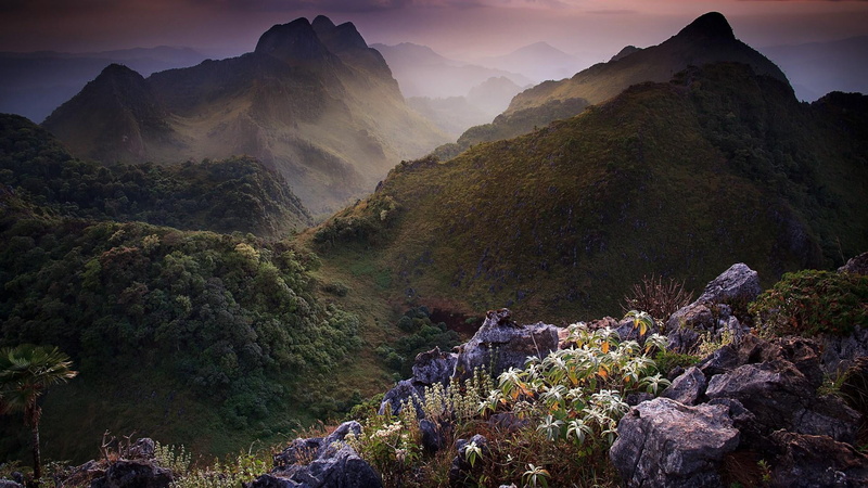 national park, vegetation, tranquility, outdoors, hill, limestone, mountain range, plant, sky, rock, rock - object, travel, land, thailand, chiang mai