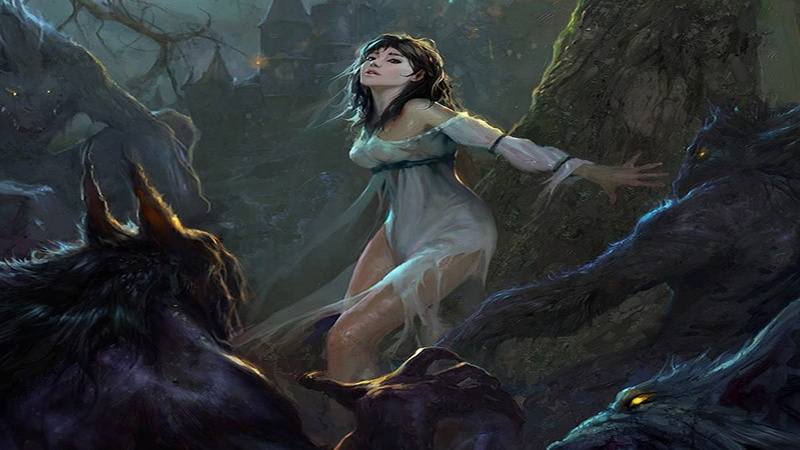 dress, Werewolf, woman, animated, 1080P, hunted, woods, white, Dark