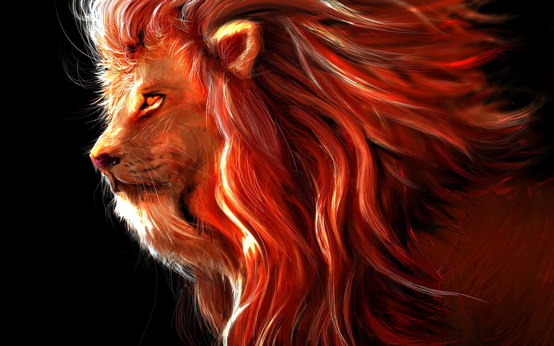 digital art, rendering, lion, king of beasts, 4k ultra hd background, 4K, predator, big cat, art, painting
