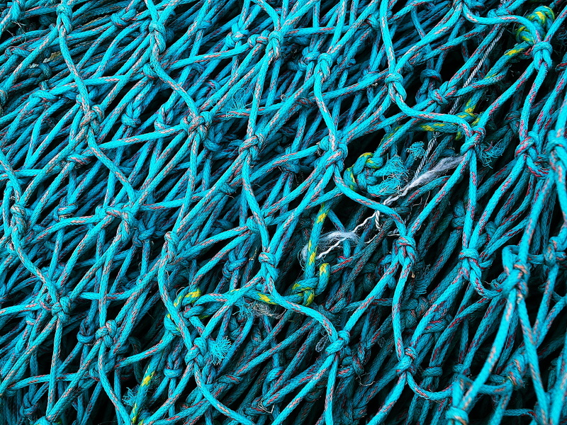 full frame, fishing tackle, still life, commercial fishing net, 2K, tangled, connection, textures and patterns, turquoise colored, pattern, large group of objects