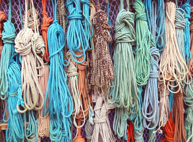large group of objects, turquoise colored, no people, cord, fishing industry, commercial fishing net, fishing net, braided, schipperstouw, 2K, fibers