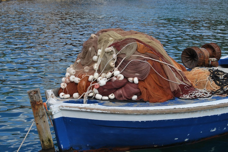 rowboat, equipment, vessel, 4K, no people, boat, fishing industry, moored, nature, water, transport, rope, croatia, fishing, nautical vessel, day, transportation