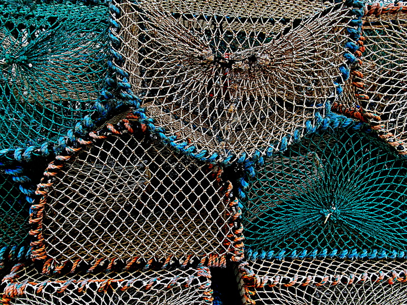 stack, still life, commercial fishing net, full frame, design, five, bags, no people, for sale, pattern, fishing industry, 2K, outdoors, blue, fishing net