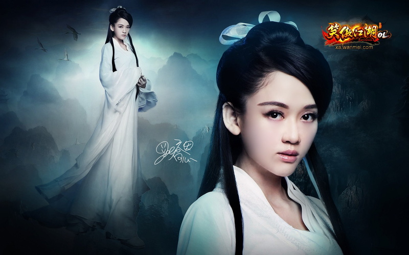 adult, young women, rpg, mmo, kung, hero, fantasy, indoors, poster, women, young adult, Asian, beautiful woman, warrior, black hair, front view, portrait