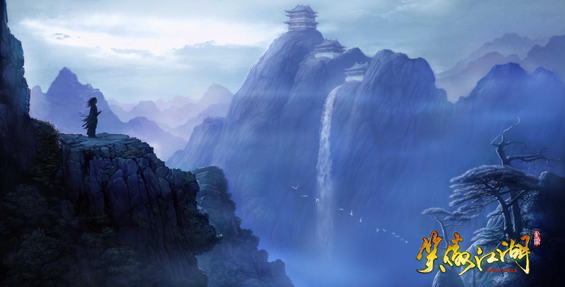 online, hero, outdoors, tranquil scene, Heroes, 5401x2741 px, poster, fantasy, rpg, WuXia, travel, action, 5K, nature, samurai, solid, kung, warrior, fog