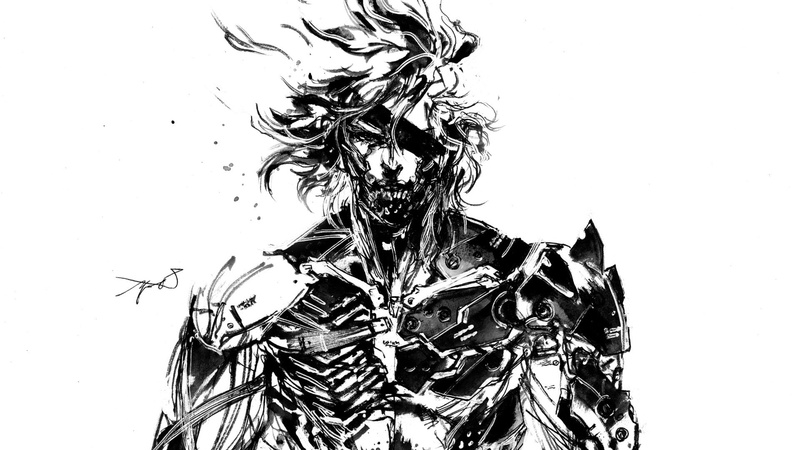 white background, front view, nature, headshot, adult, human face, hair, young adult, digital composite, anime, obscured face, character, one person, Metal Gear