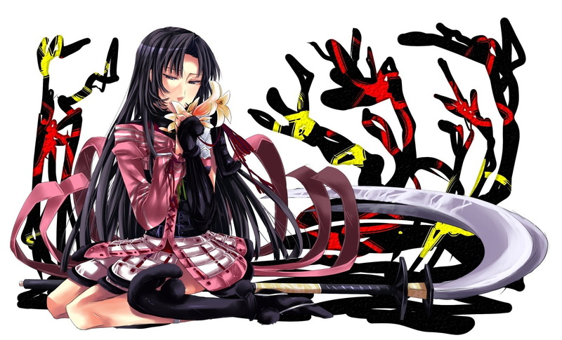 anime, one person, leisure activity, Sengoku Basara, lifestyles, white background, obscured face, sitting, beautiful woman, standing, hair, looking at camera