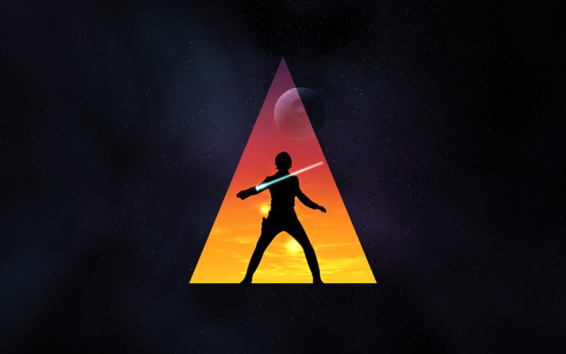 swordsman, men, galaxy, one person, sign, yellow, nature, illustration, Star Wars, space, star, night, star field, full length, astronomy, outdoors, 2K