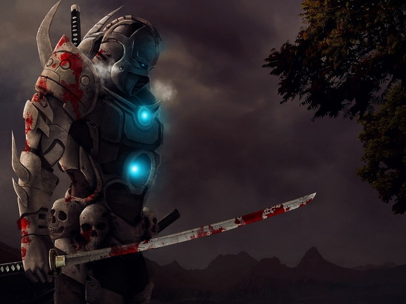 celebration, low angle view, night, 720P, sky, scenics - nature, outdoors, metal, katana, nature, tree, cloud - sky, blood, lighting equipment, dusk