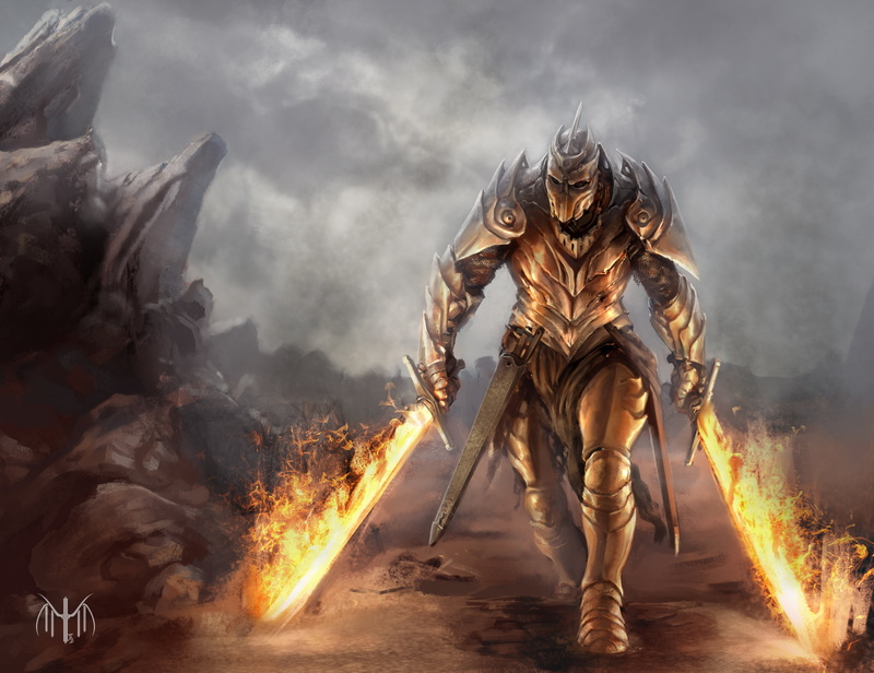 battle axe, 2K, courage, cave, fire, fire - natural phenomenon, standing, smoke - physical structure, motion, armor, sign, protection, full length