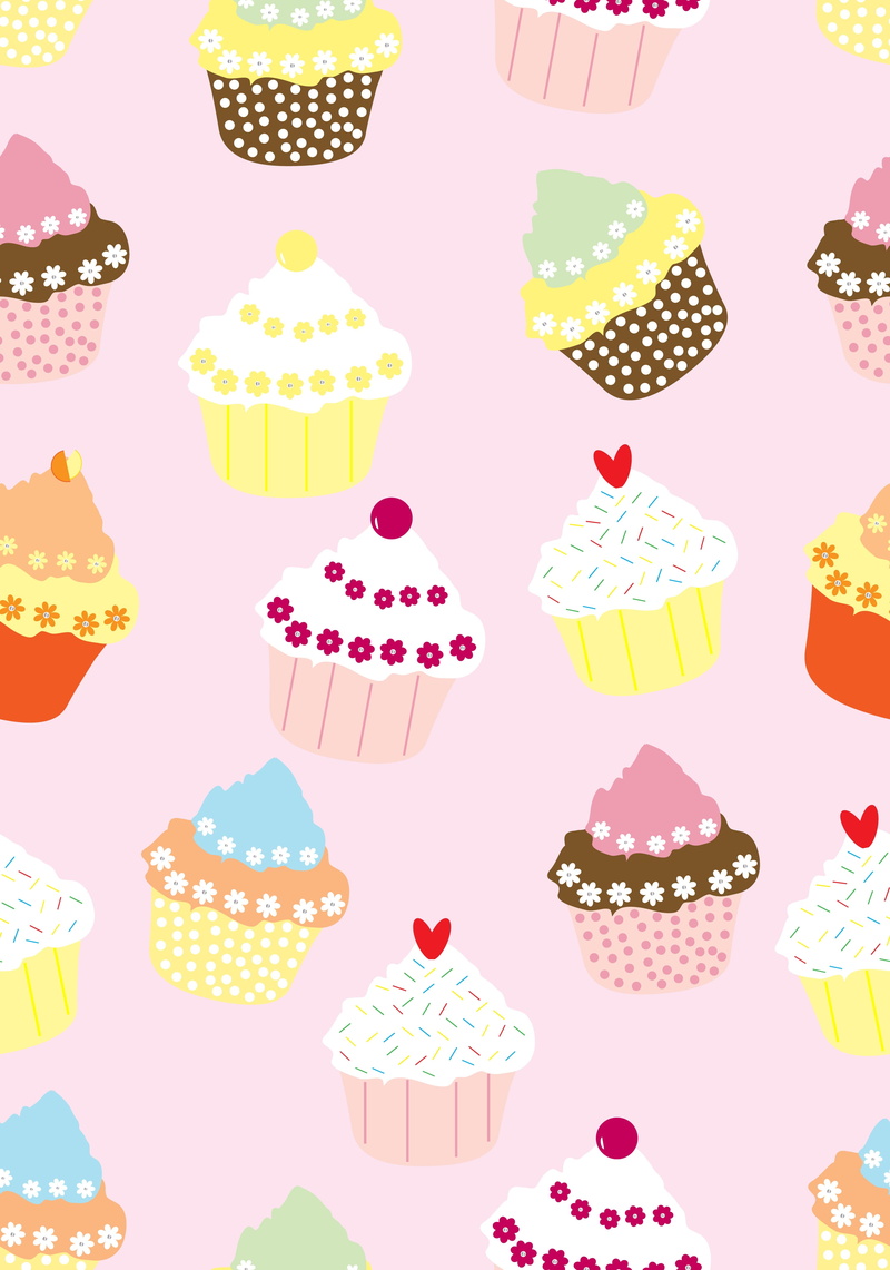 cupcakes, cake, food and drink, seamless, repeat, group, food, animated, meat, unhealthy eating, dessert, pink, scrapbook, baked, paper, no people, cute